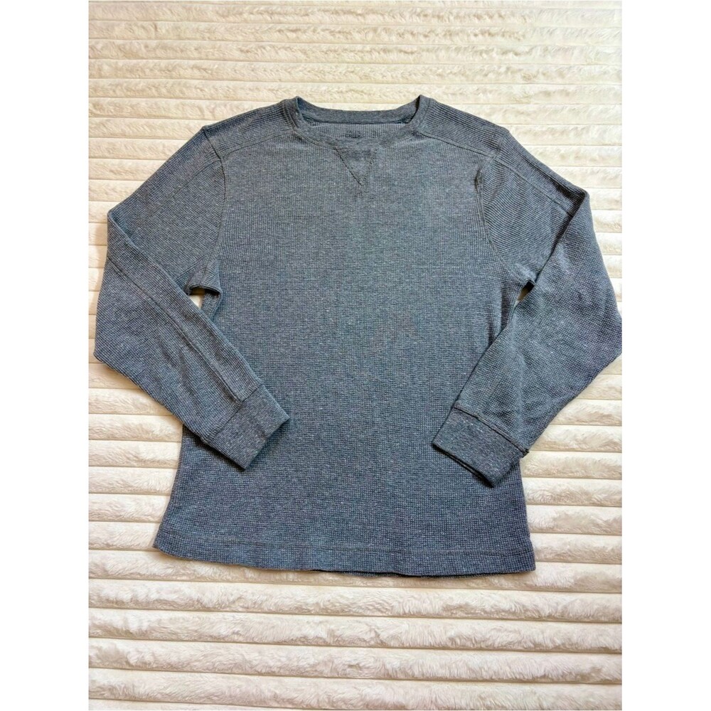 Falls Creek Men’s Long Sleeve Waffle Knit Crewneck - Heather Slate Size Large